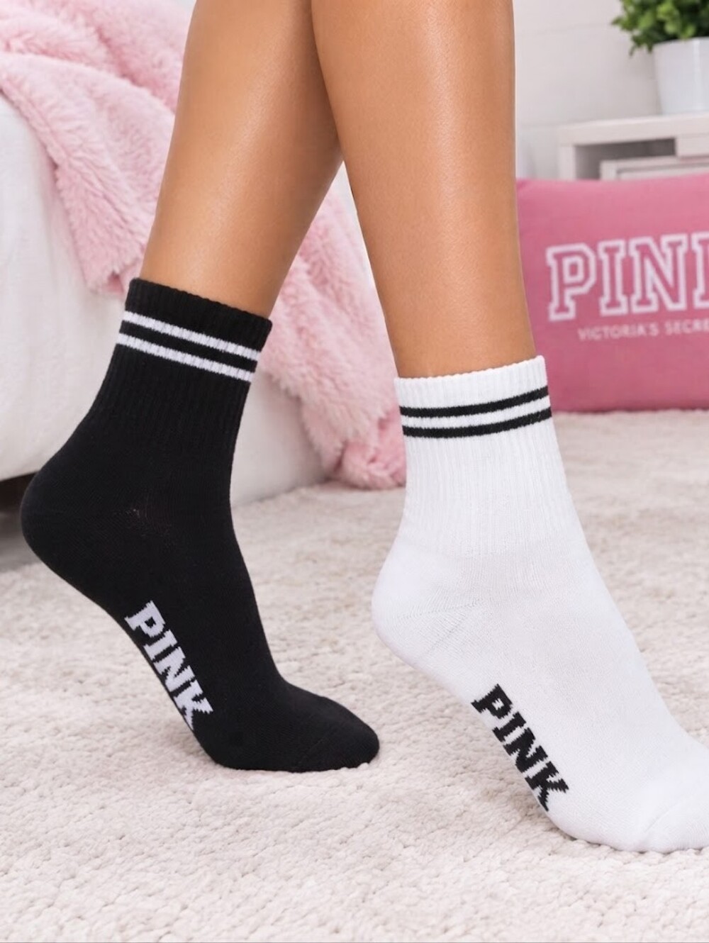 PINK QUARTER SOCKS 2 PACK